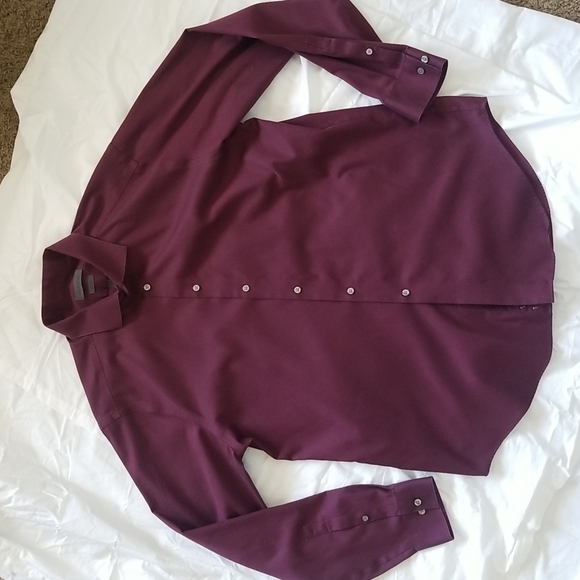 Calvin Klein Dress Shirt 17  34 35 Maroon Color EUC - Picture 2 of 10